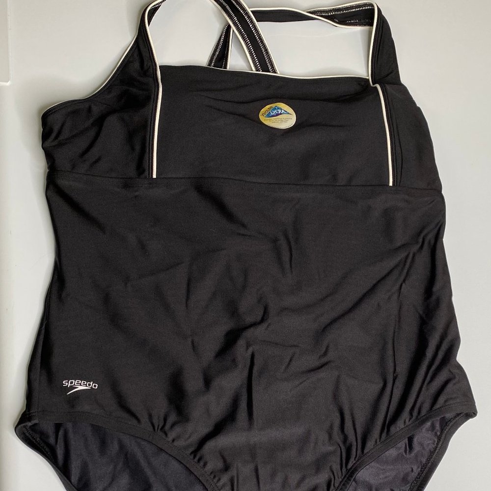 Plus Size Black Speedo One Piece w/White Detail